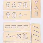 Rakam ve Matematik Çizim Geliştirici Şablon, Eğitici Şablon Çocuk Oyunu Ahşap