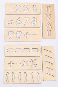 Rakam ve Matematik Çizim Geliştirici Şablon, Eğitici Şablon Çocuk Oyunu Ahşap