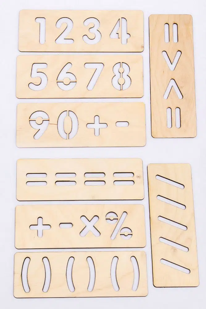 Rakam ve Matematik Çizim Geliştirici Şablon, Eğitici Şablon Çocuk Oyunu Ahşap