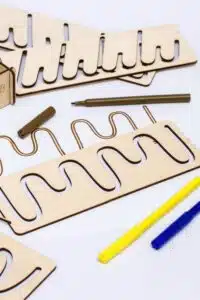 Şekil ve Çizim Geliştirici Şablon Eğitici Şablon Çocuk Oyunu Ahşap