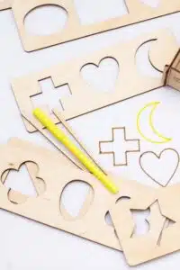 Şekil ve Çizim Geliştirici Şablon Eğitici Şablon Çocuk Oyunu Ahşap