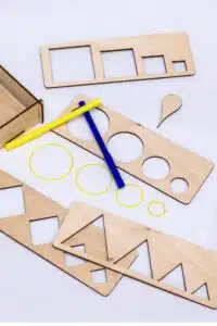 Şekil ve Çizim Geliştirici Şablon Eğitici Şablon Çocuk Oyunu Ahşap
