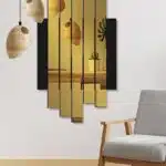 Mdf Üzeri Aynalı Pleksi Asimetrik Tablo Siyah Gold