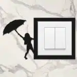 Ahşap Priz Çerçevesi Şemsiyeli Kız Çocuğu Temalı