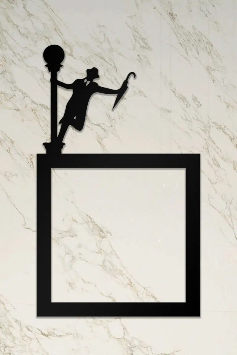 Ahşap Priz Çerçevesi Şemsiyeli Adam Temalı - Görsel 2