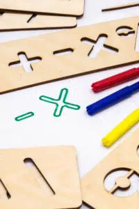 Rakam ve Matematik Çizim Geliştirici Şablon, Eğitici Şablon Çocuk Oyunu Ahşap - Görsel 3