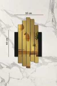 Mdf Üzeri Aynalı Pleksi Asimetrik Tablo Siyah Gold - Görsel 3
