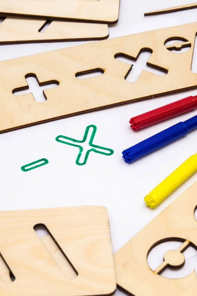 Rakam ve Matematik Çizim Geliştirici Şablon, Eğitici Şablon Çocuk Oyunu Ahşap - Görsel 3