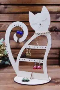 Kedi Temalı Ahşap MDF Takı Standı