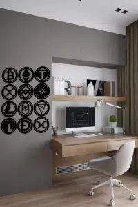 12'li Kripto Para Seti Ahşap Tablo (Btc, Eth, Usdt, Neo, Xrp, Bnb, Ada, Doge, Ltc, Ftm, Chz, Hot) - Görsel 2