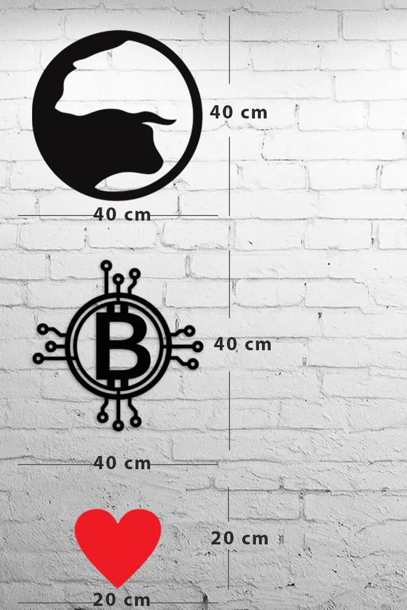 Boğa & Bitcoin Temalı 3 Parça Dekoratif Ahşap Tablo Seti - Görsel 4