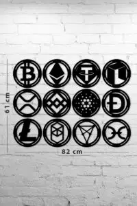 12'li Kripto Para Seti Ahşap Tablo (Btc, Eth, Usdt, Neo, Xrp, Bnb, Ada, Doge, Ltc, Ftm, Chz, Hot) - Görsel 4