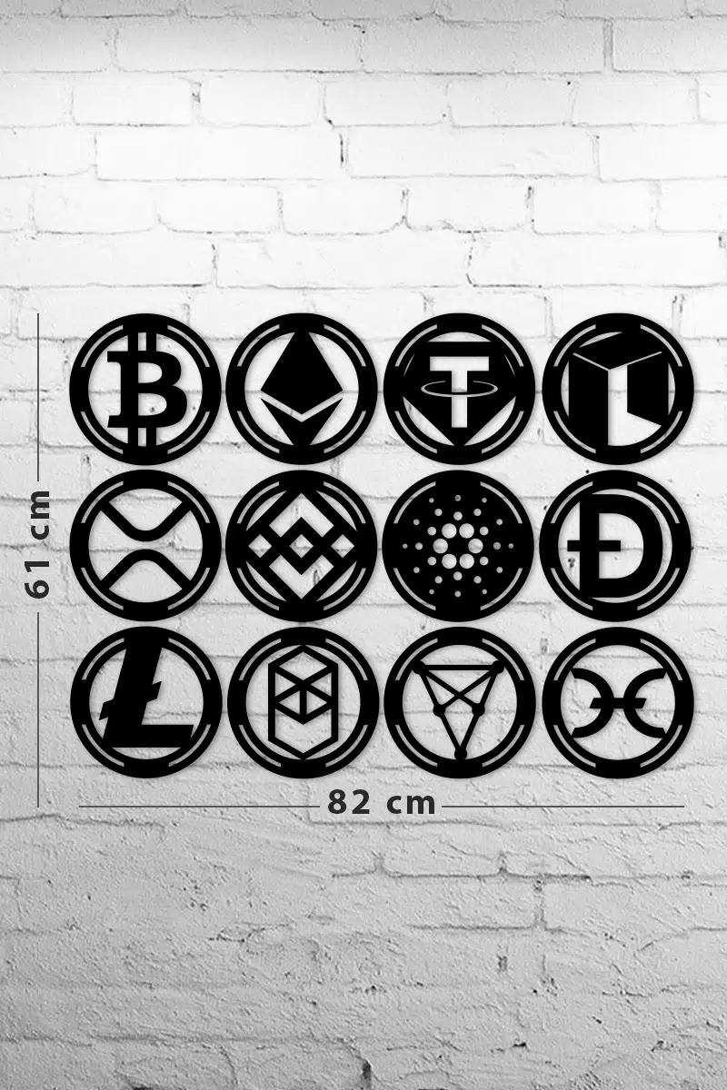 12'li Kripto Para Seti Ahşap Tablo (Btc, Eth, Usdt, Neo, Xrp, Bnb, Ada, Doge, Ltc, Ftm, Chz, Hot) - Görsel 4