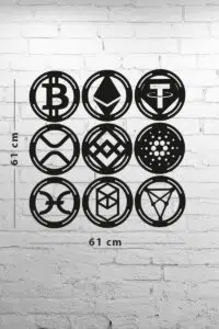9'lu Kripto Para Seti Dekoratif Ahşap Tablo (Btc, Eth, Usdt, Xrp, Bnb, Ada, Hot, Ftm, Chz) - Görsel 4