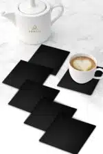 Siyah Ahşap Bardak Altlığı 6'lı Set