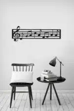 Müzik Notaları Ahşap Duvar Dekor Tablo