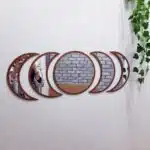 Ay Evresi Duvar Ayna Tablo Seti Pleksi Ayna CEVİZ ÇERÇEVE