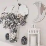 Ay Evresi Duvar Ayna Tablo Seti Pleksi Ayna BEYAZ ÇERÇEVE