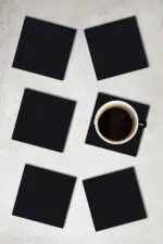 Siyah Ahşap Bardak Altlığı 6'lı Set - Görsel 2