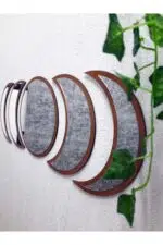 Ay Evresi Duvar Ayna Tablo Seti Pleksi Ayna CEVİZ ÇERÇEVE - Görsel 3