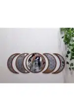 Ay Evresi Duvar Ayna Tablo Seti Pleksi Ayna CEVİZ ÇERÇEVE - Görsel 4