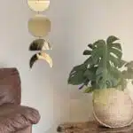 Ay Evresi Askılı Duvar Ayna Tablo Seti Pleksi Akrilik Ayna Gold Renk