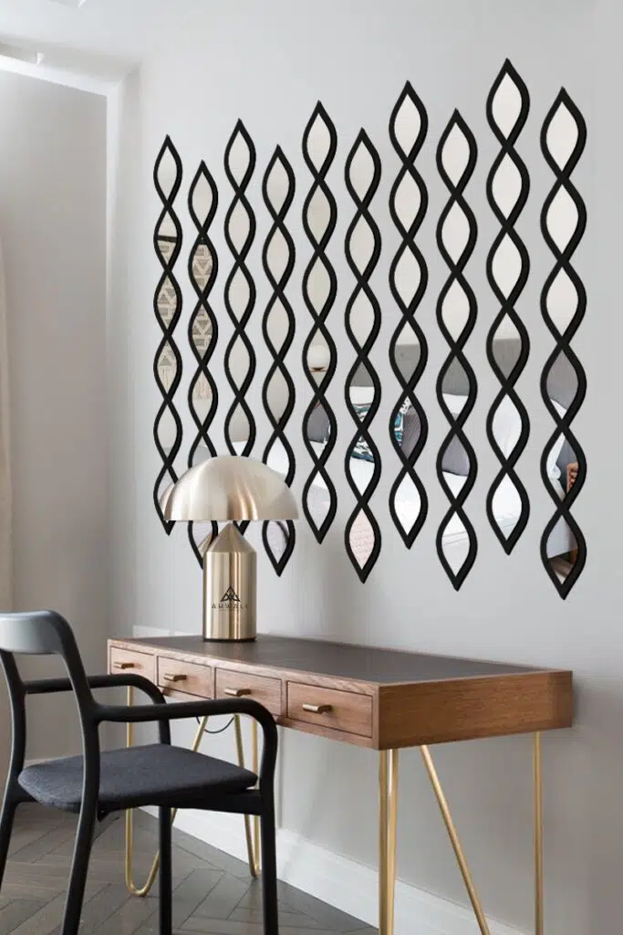 Su Damlası Dekoratif Ayna 10 Adet Siyah Renkli Çerçeve