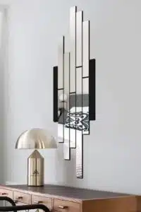 Mdf Üzeri Aynalı Pleksi Asimetrik Tablo Siyah Gümüş