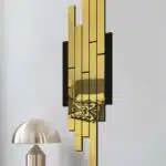 Mdf Üzeri Aynalı Pleksi Asimetrik Tablo Siyah Gold