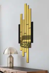 Mdf Üzeri Aynalı Pleksi Asimetrik Tablo Siyah Gold