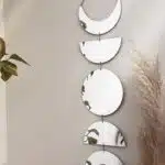 Ay Evresi Askılı Duvar Ayna Tablo Seti Pleksi Akrilik Ayna Gümüş Renk