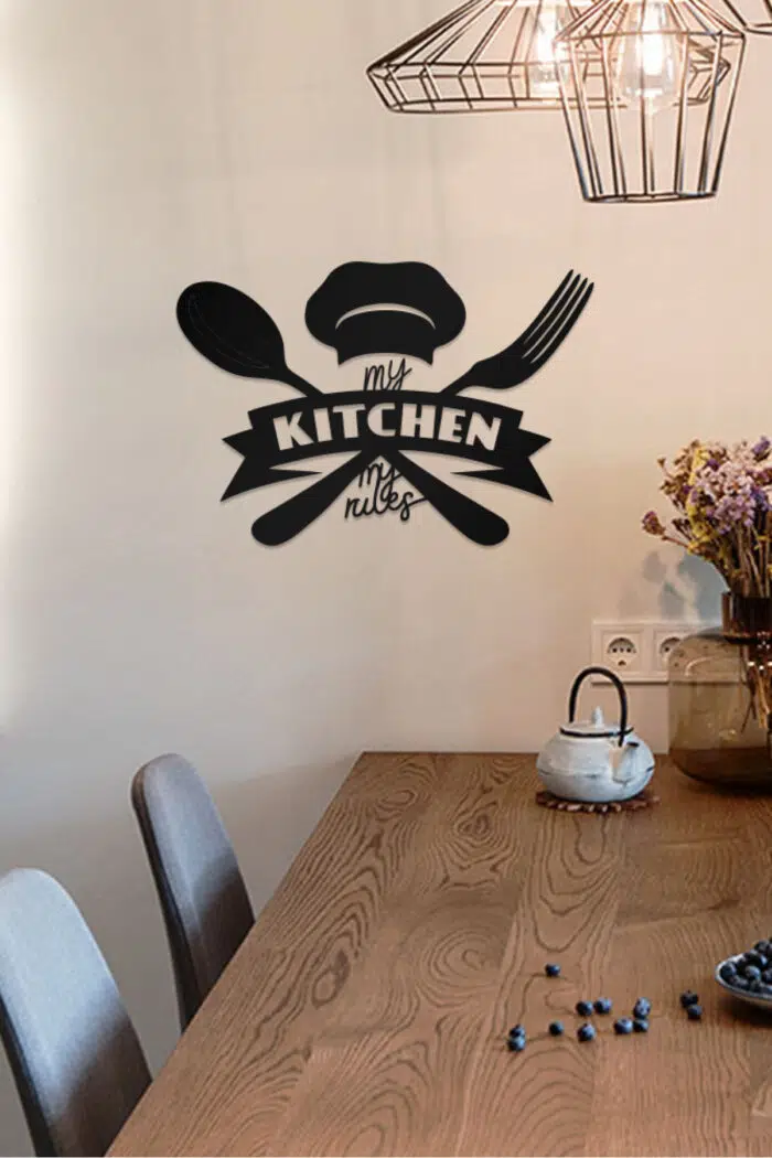 My Kitchen My Rules Temalı Dekoratif Ahşap Tablo - Görsel 3