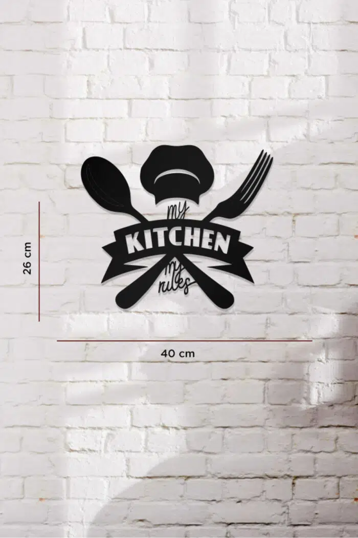 My Kitchen My Rules Temalı Dekoratif Ahşap Tablo - Görsel 4