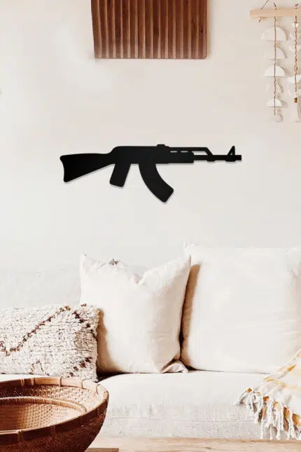 AK47 Temalı Dekoratif Ahşap Tablo