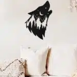 Ay Yıldız ve Kurt Temalı Dekoratif Ahşap Tablo