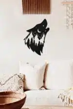 Ay Yıldız ve Kurt Temalı Dekoratif Ahşap Tablo