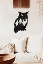 Ay Yıldız ve Baykuş Temalı Dekoratif Ahşap Tablo