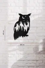 Ay Yıldız ve Baykuş Temalı Dekoratif Ahşap Tablo - Görsel 3