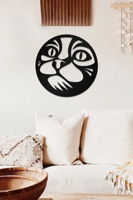 Kedi Temalı Dekoratif Ahşap Tablo