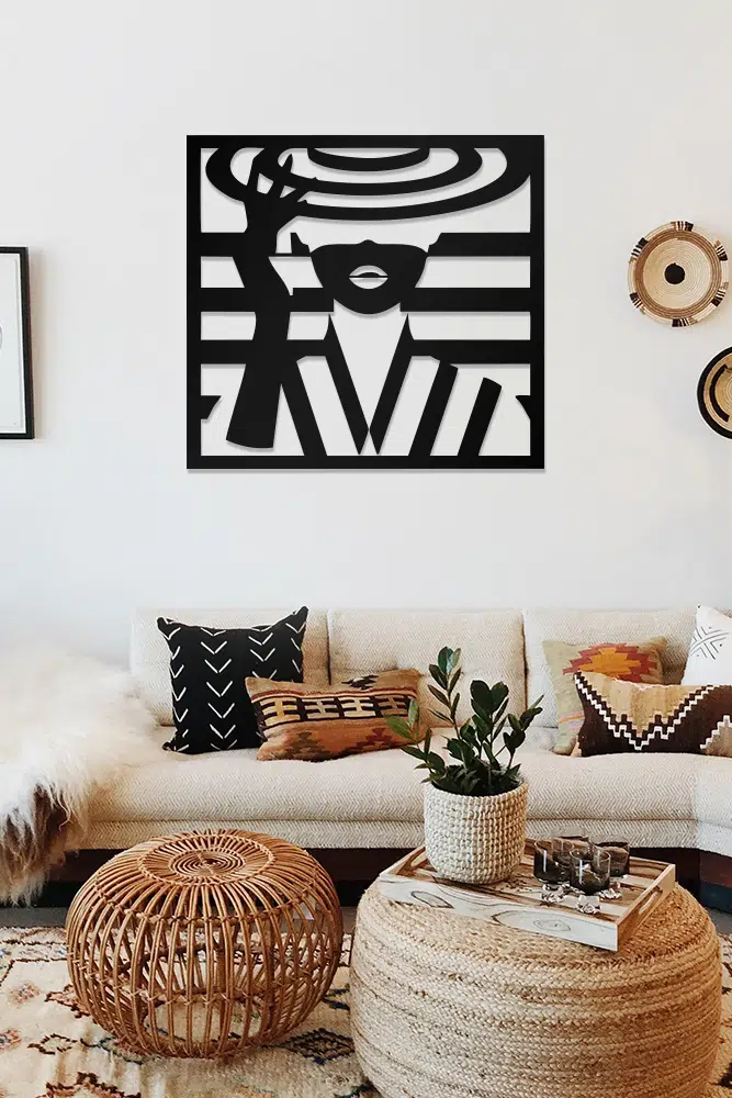 Şapkalı Kadın Temalı Dekoratif Ahşap Tablo - Görsel 2