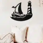 Gemi ve Deniz Feneri Temalı Dekoratif Ahşap Tablo