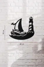 Gemi ve Deniz Feneri Temalı Dekoratif Ahşap Tablo - Görsel 3