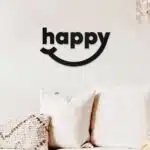 Happy Temalı Dekoratif Ahşap Tablo