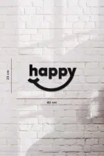 Happy Temalı Dekoratif Ahşap Tablo - Görsel 3