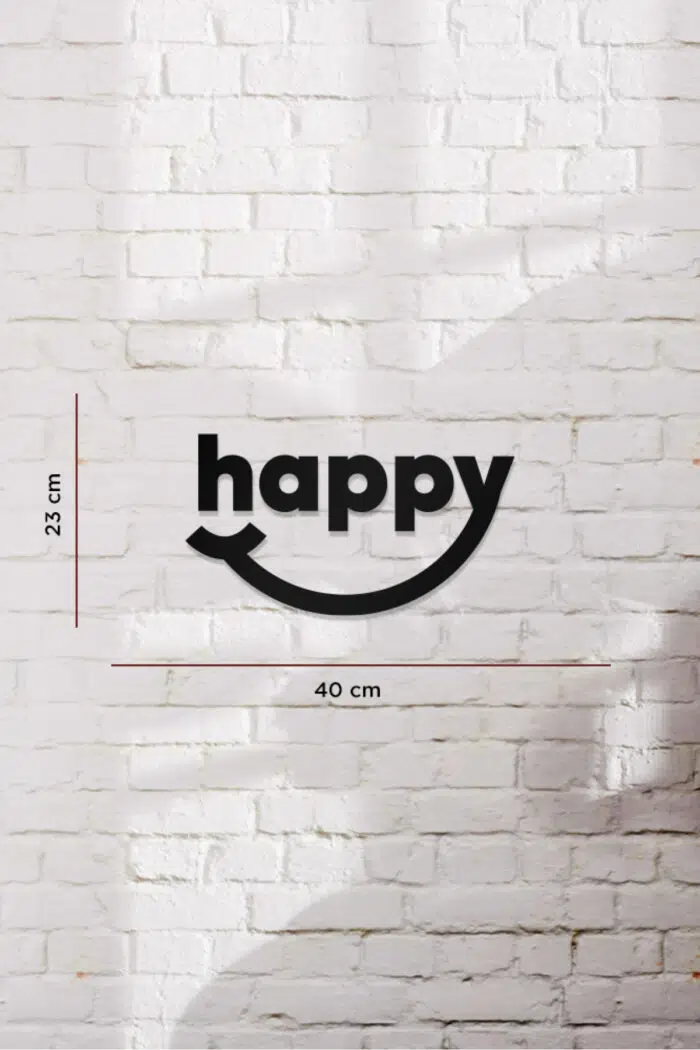 Happy Temalı Dekoratif Ahşap Tablo - Görsel 3