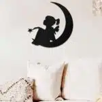 Ay ve Çocuk Temalı Dekoratif Ahşap Tablo