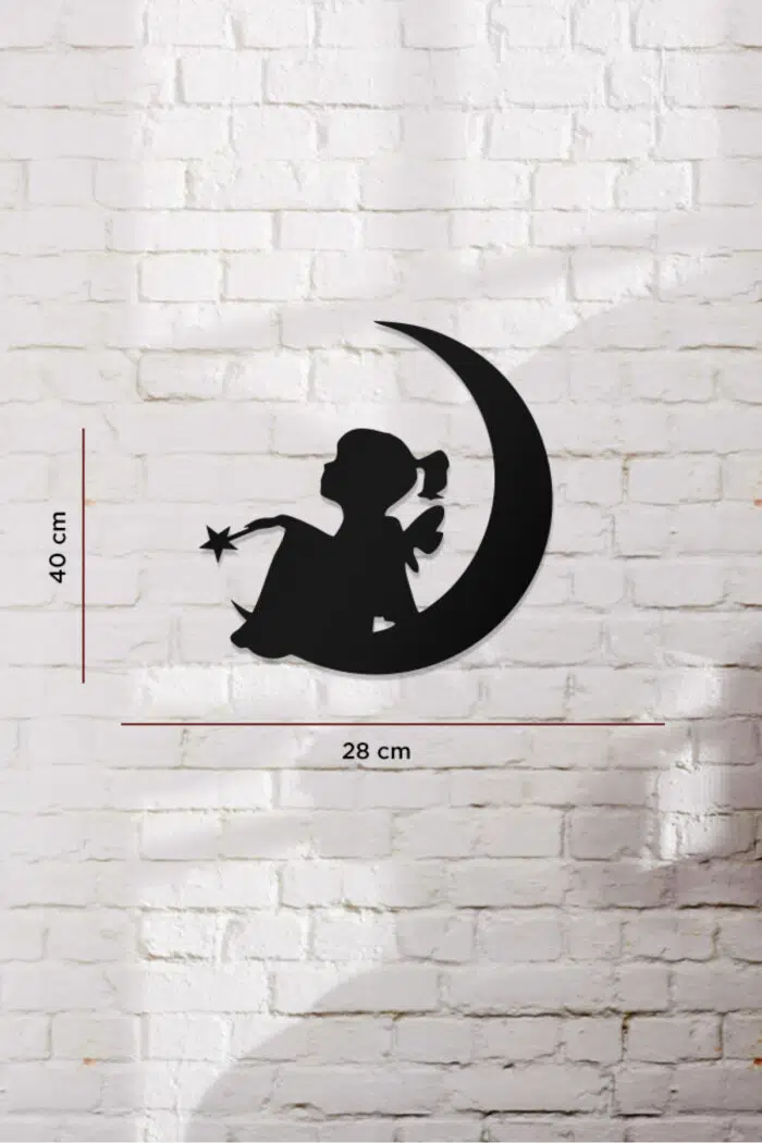 Ay ve Çocuk Temalı Dekoratif Ahşap Tablo - Görsel 3