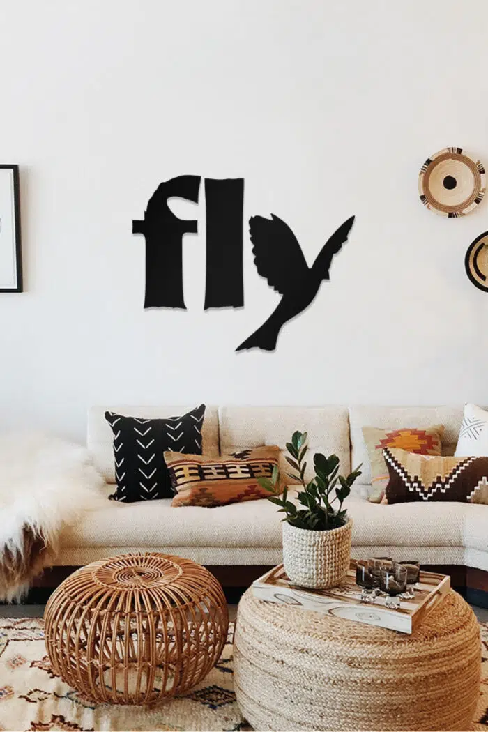 Fly ve Kuş Temalı Dekoratif Ahşap Tablo - Görsel 2