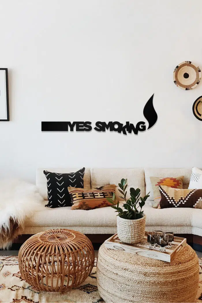 Yes Smoking Temalı Dekoratif Ahşap Tablo - Görsel 2
