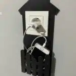 Dekoratif Duvar Dekorasyon Prizlik Telefon Tutacağı Ahşap Telefon Şarj Tutacağı